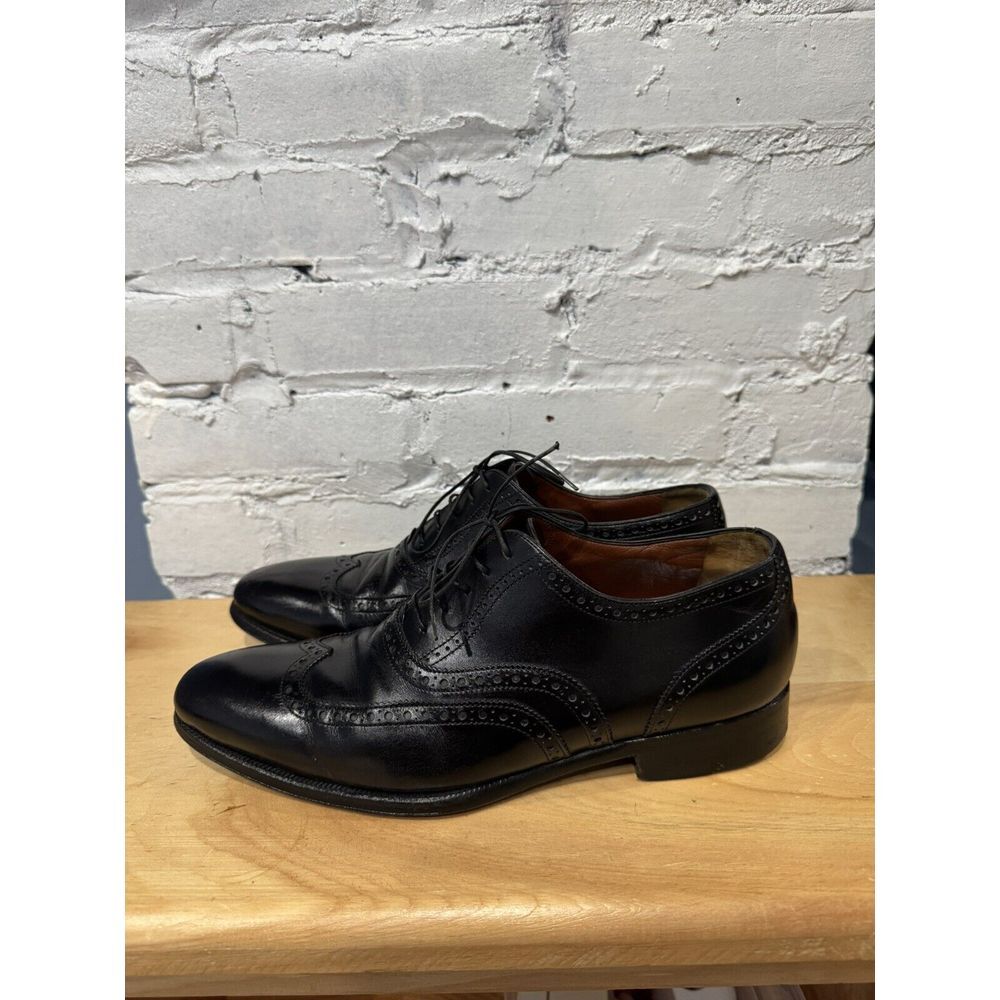 a.testoni Men Shoes Oxfords UK9 US10 Black Leather Lace-Ups Made in Italy‎